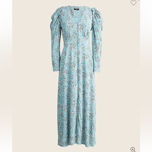 J.Crew Drapey Puff Sleeve Dress in Paisley Bunch 00 NWT
